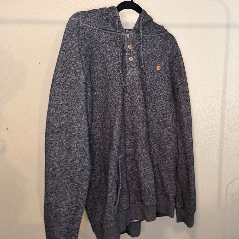 10Tree Gray Hooded Sweatshirt with Button Detail